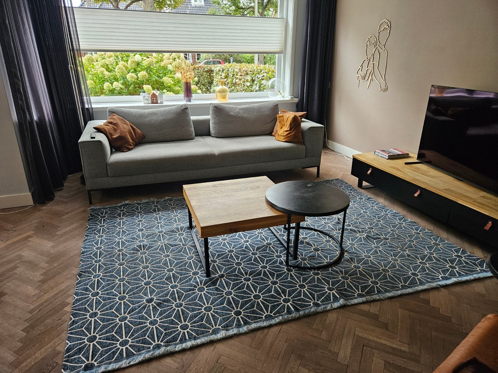 Blauw wit vloerkleed van Bic Milek, 150 tot 200 cm, 200 cm of meer, Ophalen of Verzenden, Blauw