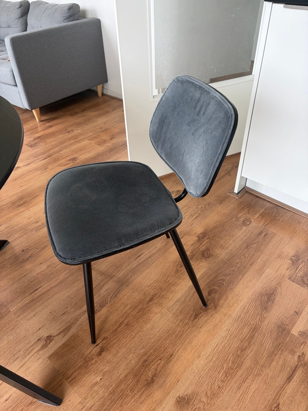 Vier grijze velvet stoelen, Ophalen, Zo goed als nieuw, Vier, Stof