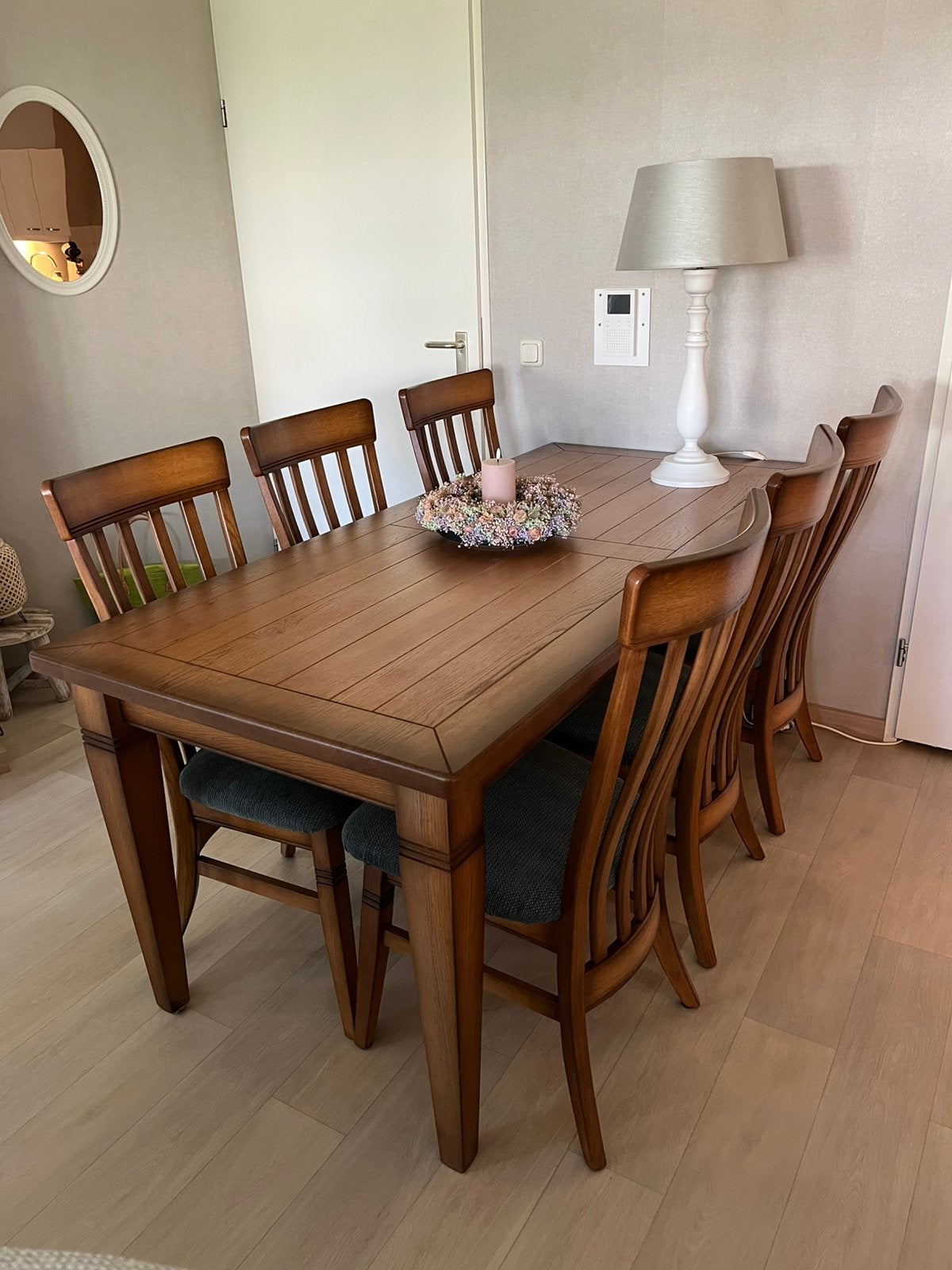 Prima : Massief Honing Eiken Eethoek, Ophalen, Zo goed als nieuw, 4 tot 6 stoelen