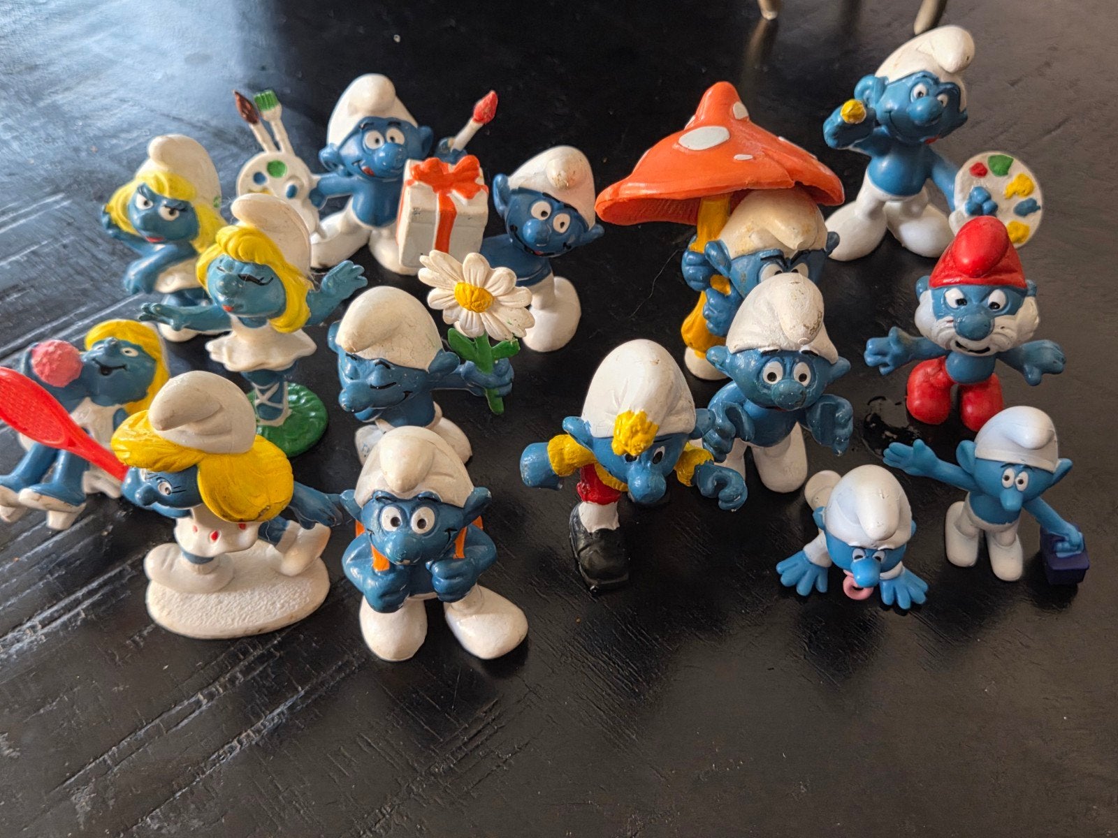 Peyo Schleich Smurfen - 15 stuks, jaren '80, goede staat, Gebruikt, Onbekend, Ophalen of Verzenden, Onbekend