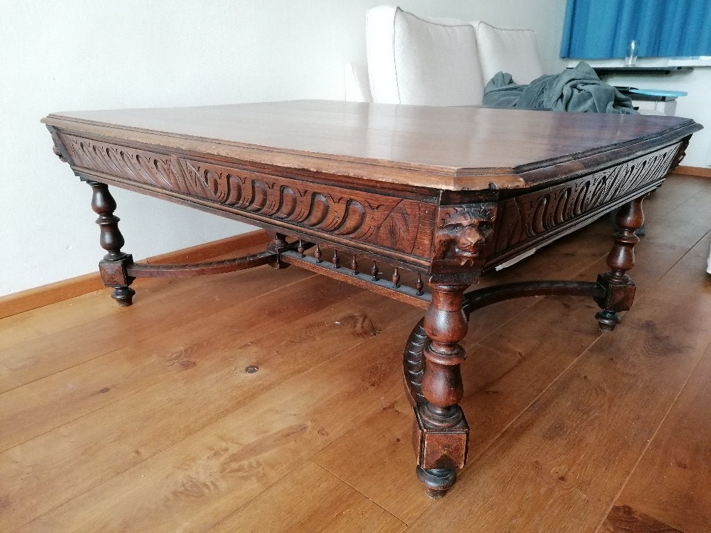 Antieke Mechelse salontafel (eiken), Ophalen