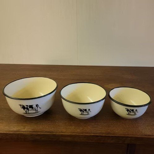 Emaille schalen set met koeien, Ophalen of Verzenden