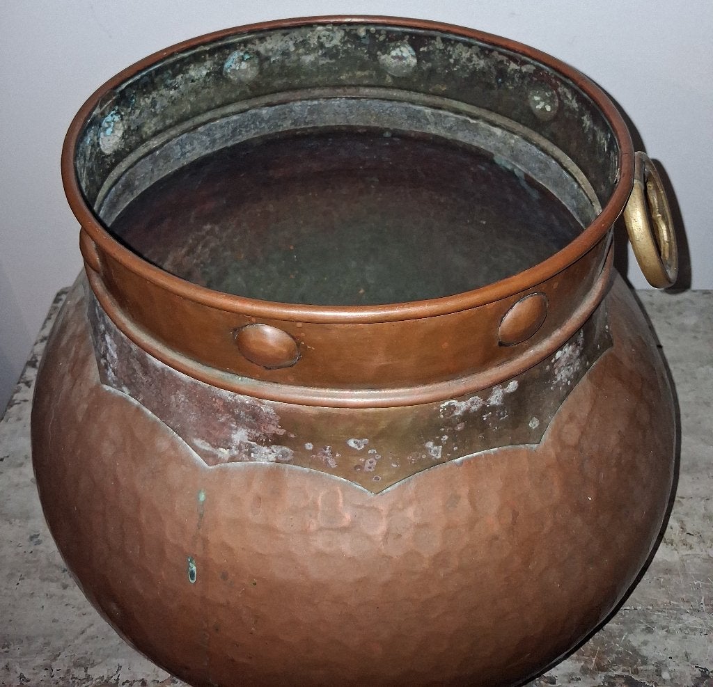 Arts Crafts koperen pot haardbak 19C Jardinière Heksenketel, Ophalen of Verzenden, Koper
