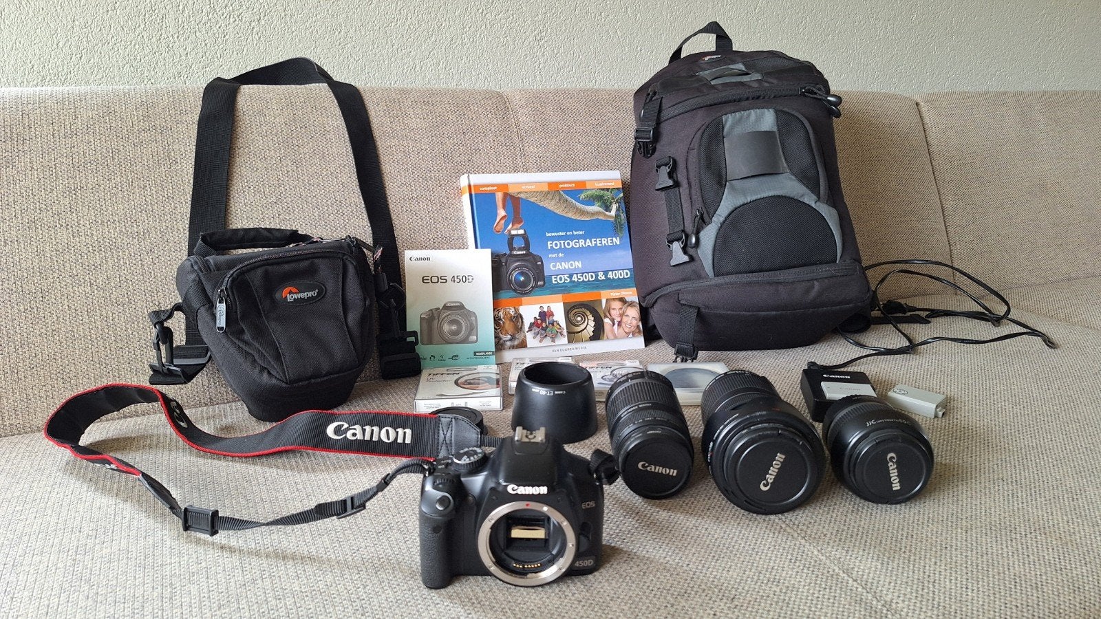 Canon EOS 450D + veel extra's, Ophalen, Spiegelreflex, Cameratas, Canon