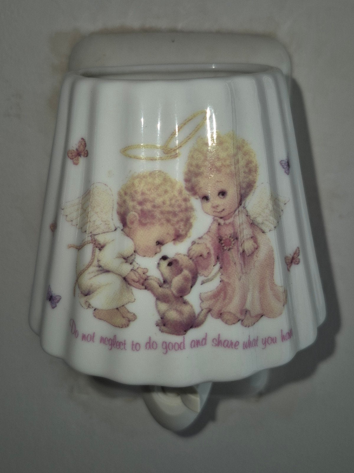 Porseleinen Nachtlampje met Engeltjes en Hondje, Antiek en Kunst, Ophalen of Verzenden