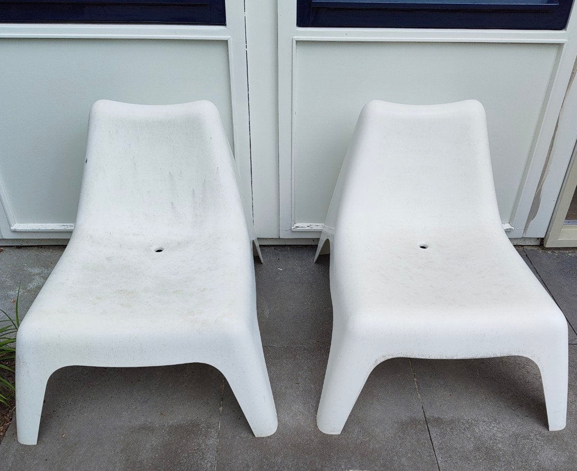 4 x witte stoel (IKEA) samen € 40,00, Tuin en Terras, Tuinstoelen, Ophalen, Gebruikt, Kunststof
