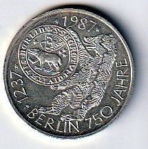 10  mark  1987  J  Duitsland. km. 166  unc, Ophalen of Verzenden, Duitsland, Losse munt, Zilver