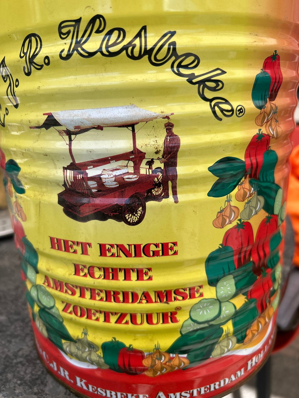 Vintage J.R. Kesbeke Amsterdamse Zoetzure Blik, Ophalen of Verzenden, Gebruikt, Overige, Overige merken