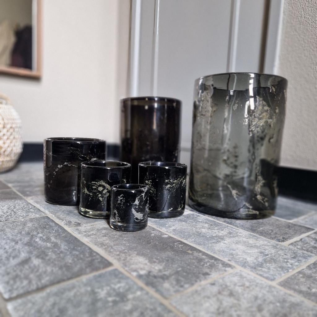 Puur wonen windlichten., Huis en Inrichting, Woonaccessoires | Kandelaars en Kaarsen, Ophalen, Overige materialen, Minder dan 25 cm
