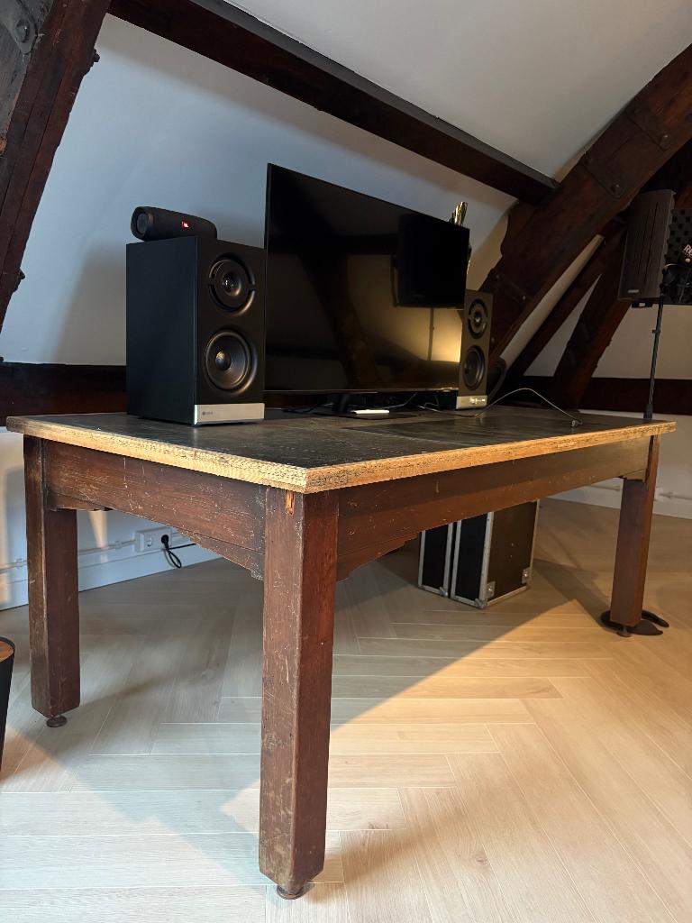 Vintage Donkere Houten Tafel, Huis en Inrichting, Ophalen, Gebruikt, 100 tot 150 cm, 50 tot 100 cm