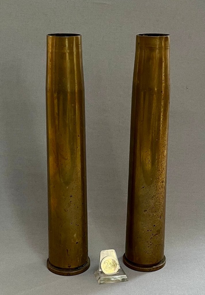 2 Hulzen van Engels 40 mm.-Geschut, 1944, Broad Arrow, Ophalen of Verzenden, Luchtmacht, Engeland, Hulzen of Bodemvondsten