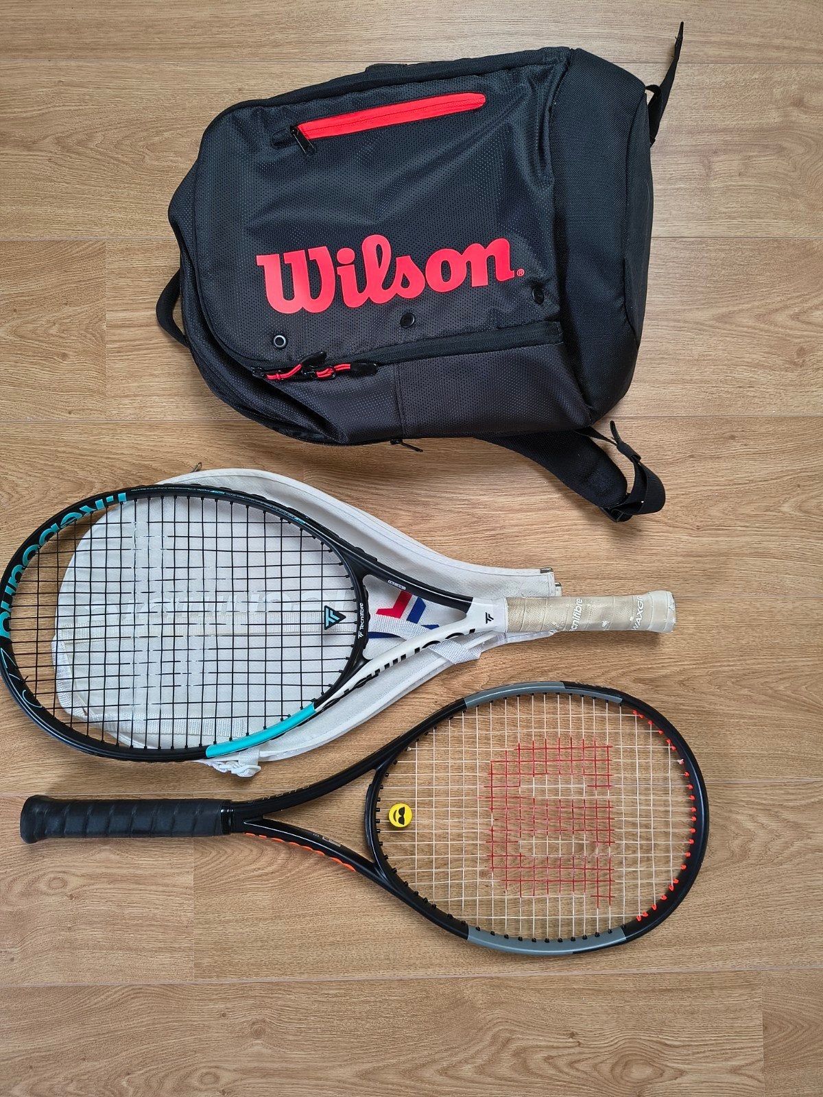 Wilson & Tecnifibre tennisrackets met Wilson tas, Sport en Fitness, Ophalen