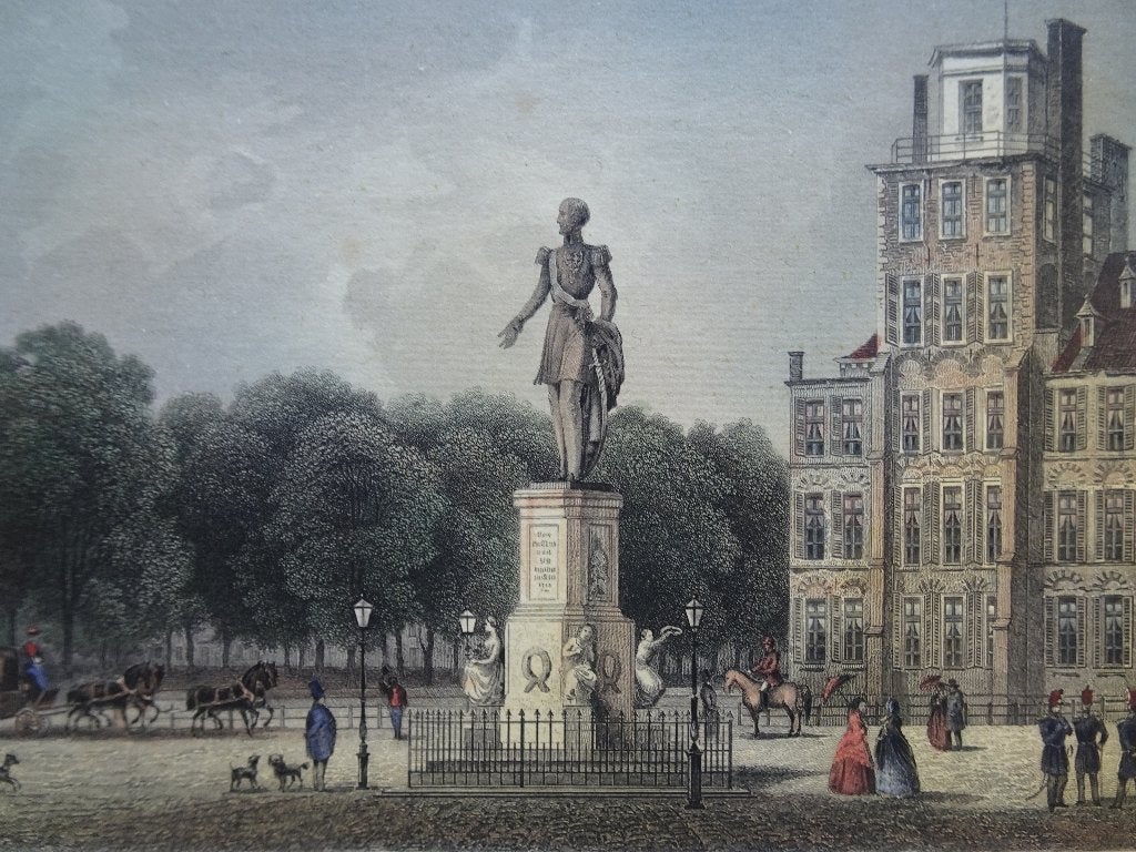 staalgravure Willem II Den Haag, GM Kurz 1858, Antiek en Kunst, 1800 - 1899, Stadsgezicht, Ophalen of Verzenden, Gravure