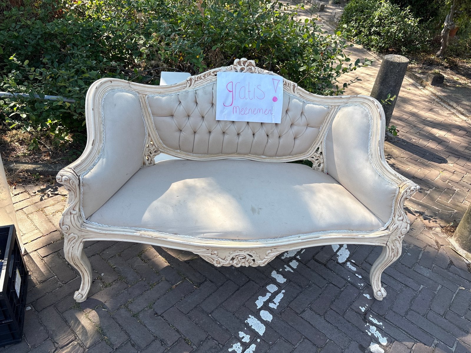 Gratis: Vintage bankje / loveseat, opknapper, Antiek en Kunst, Ophalen