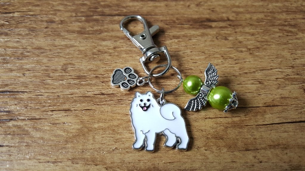 (Sleutel/Tas) Hanger Samojeed emaille met guardian angel, Verzenden, Nieuw, Hanger