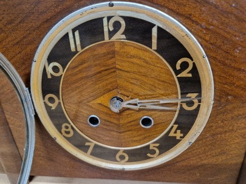 tafelklok pendule groot vintage hout, Huis en Inrichting, Woonaccessoires | Klokken, Ophalen of Verzenden, 'T Olde Gre-j, Info@toldegrej.nl