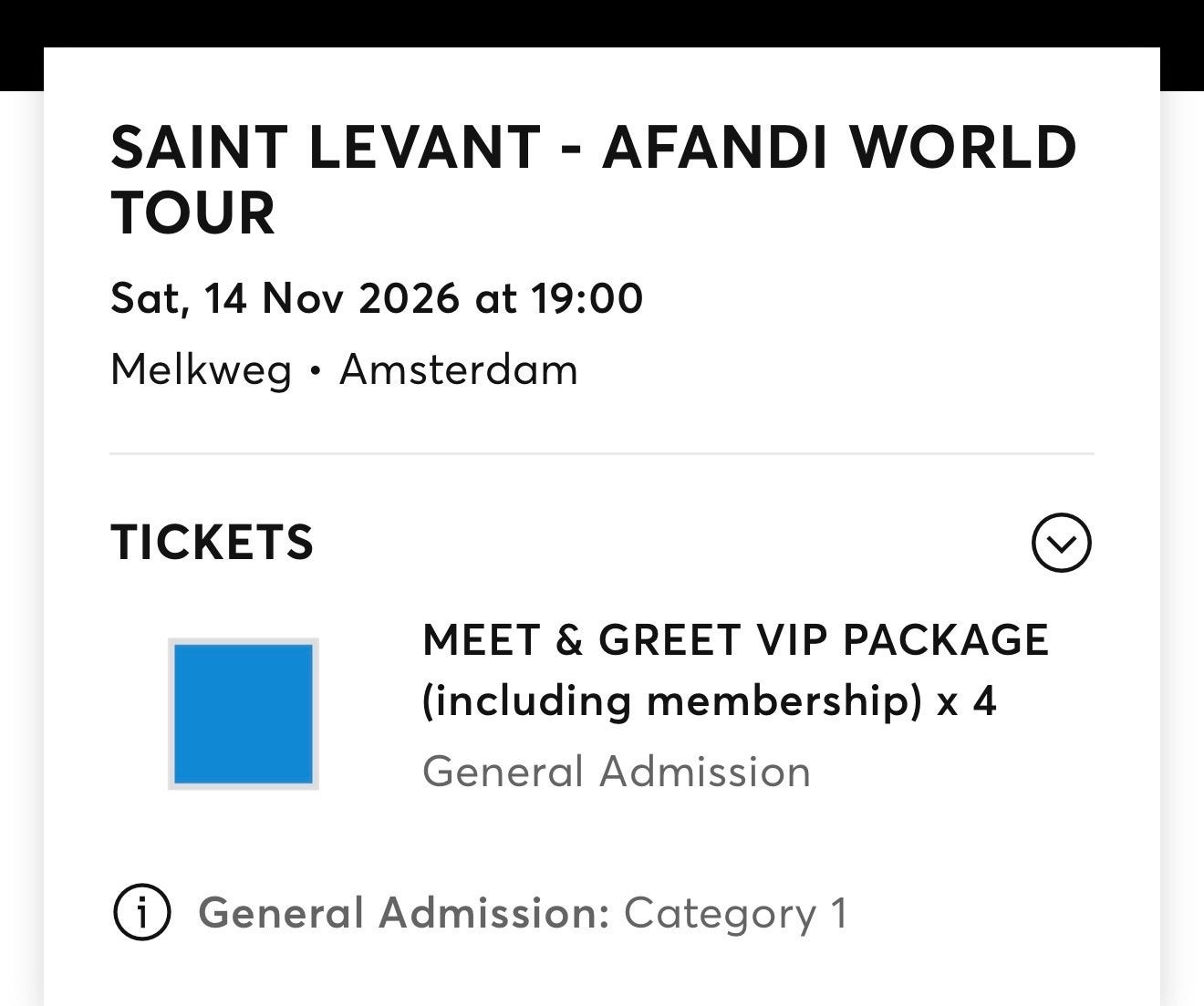 SAINT LEVANT - MEET & GREET VIP AMSTERDAM 4 tickets, Twee personen, November