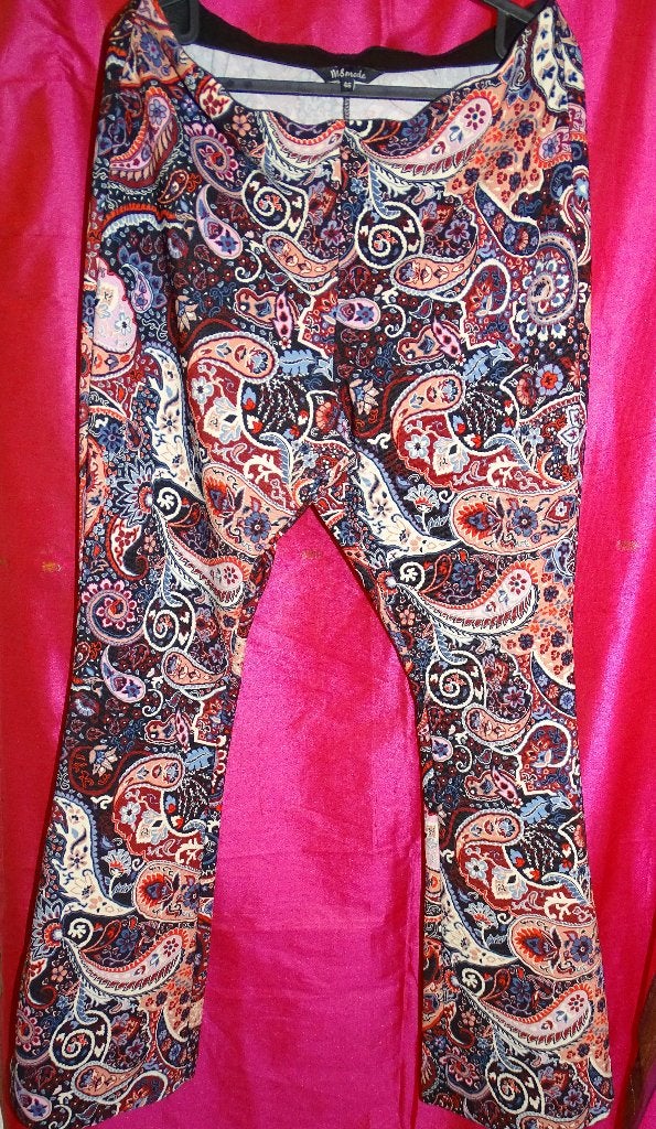 MS MODE FLARED BROEK IN PAISLEY DESSIN-STRETCH-MT 46-BOHO-, Kleding | Dames, Broeken en Pantalons, Overige kleuren, Maat 46/48 (XL) of groter