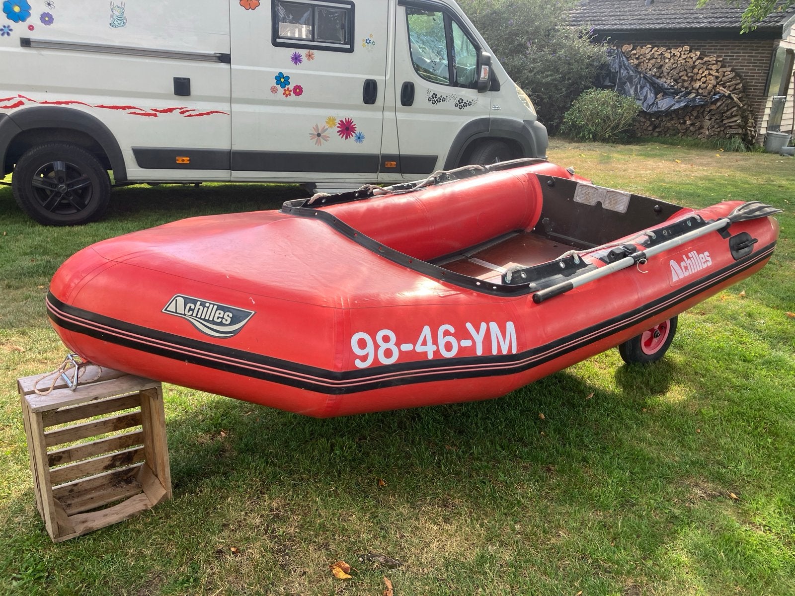 Achilles Hypalon Rubberboot SR 110 - 3.40m met 4 peddels, Ophalen, Gebruikt, Peddels, Overige merken