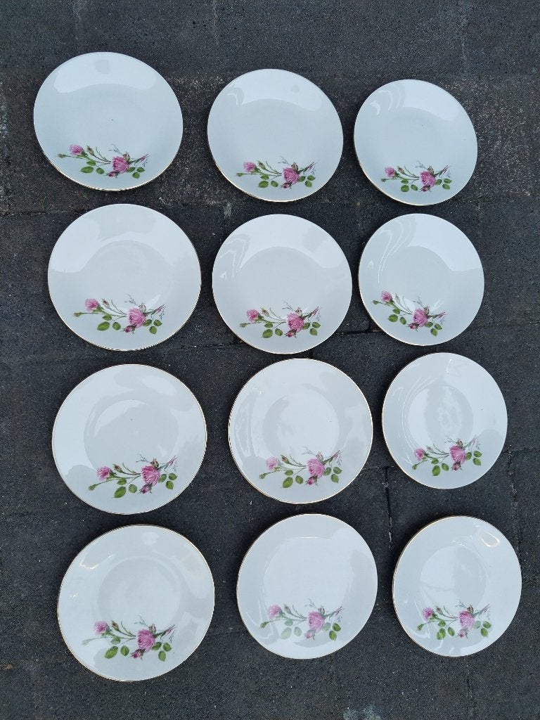 12x J. Kronester Bavaria diepe borden – rozen goudrand, Ophalen