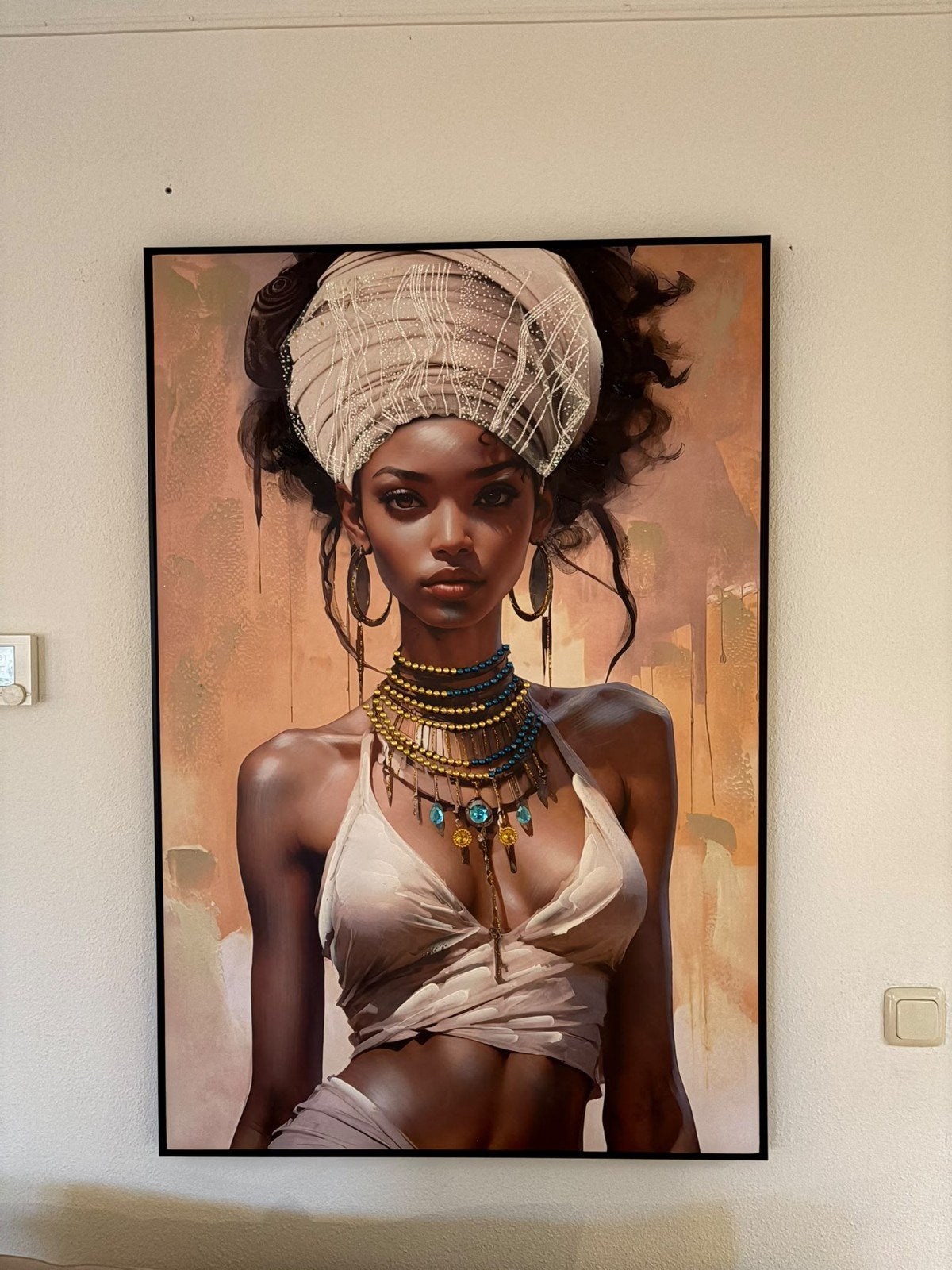 Modern Schilderij Vrouw met haarband 80x120 cm, Ophalen, Op houten frame, Print, Portret