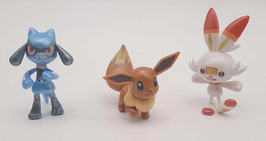 Pokemon 3 mini "glitter" figuren WCT Eevee Riolu Scorbunny, Ophalen of Verzenden, Zo goed als nieuw, Overige typen
