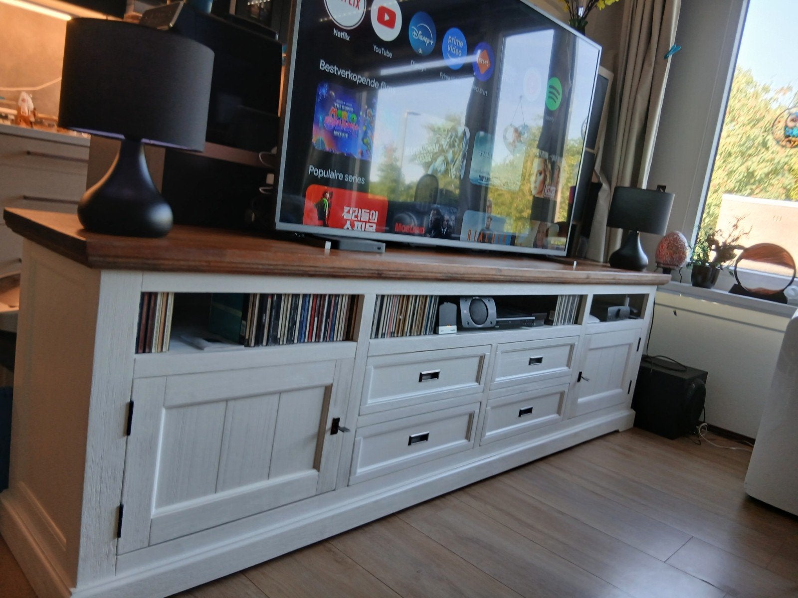 tv meubel, Ophalen, Zo goed als nieuw, 200 cm of meer, Overige houtsoorten
