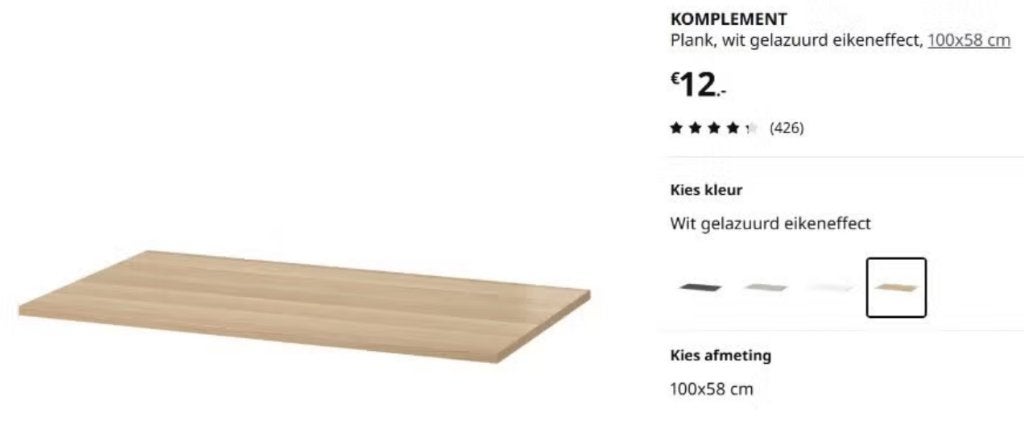 Foto 9 van Pax kledingkast (1m breed x 2m hoog) Compleet - Eikenpatroon