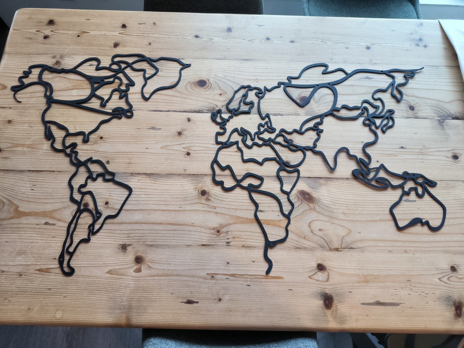 Metalen wereldkaart wanddecoratie 110 x 60 cm, Ophalen, Zwart, 60 cm, Decoratieobject