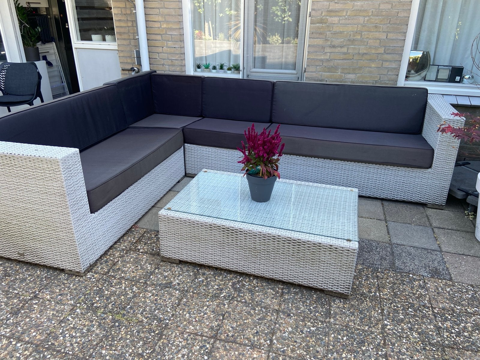 Sandetti lifestyle loungeset met salontafel en kussens, Ophalen, 5 zitplaatsen, Gebruikt, Loungeset