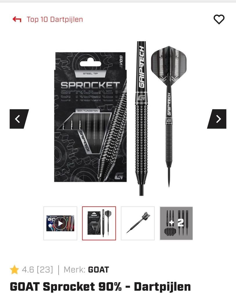 GOAT Sprocket 21 gram darts - Ruilen mogelijk, Ophalen of Verzenden, Zo goed als nieuw, Pijlen