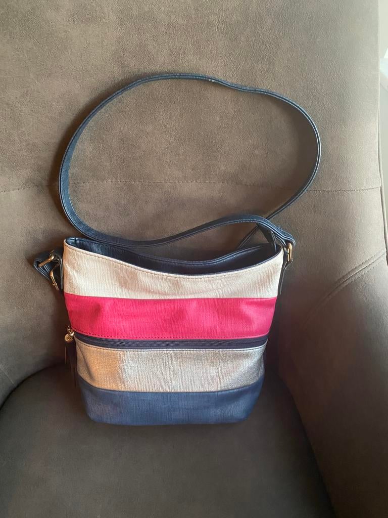 Dames handtas donkerblauw/rose, Sieraden, Tassen en Uiterlijk, Tassen | Damestassen, Ophalen, Gebruikt, Blauw, Handtas