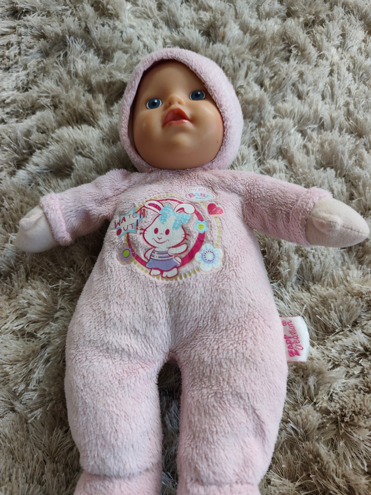 Baby Born knuffelpop roze konijn pakje, Ophalen of Verzenden, Gebruikt, Babypop