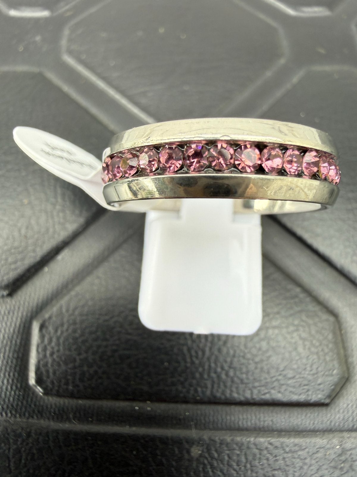 RVS ring met rosé steentjes, Met kristal, Nieuw, 17 tot 18, Roze
