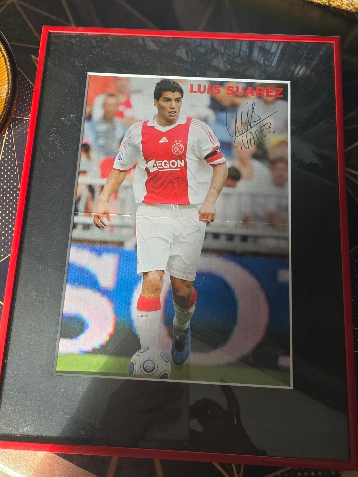 Ingelijste gesigneerde foto Luis Suarez Ajax, Ophalen of Verzenden