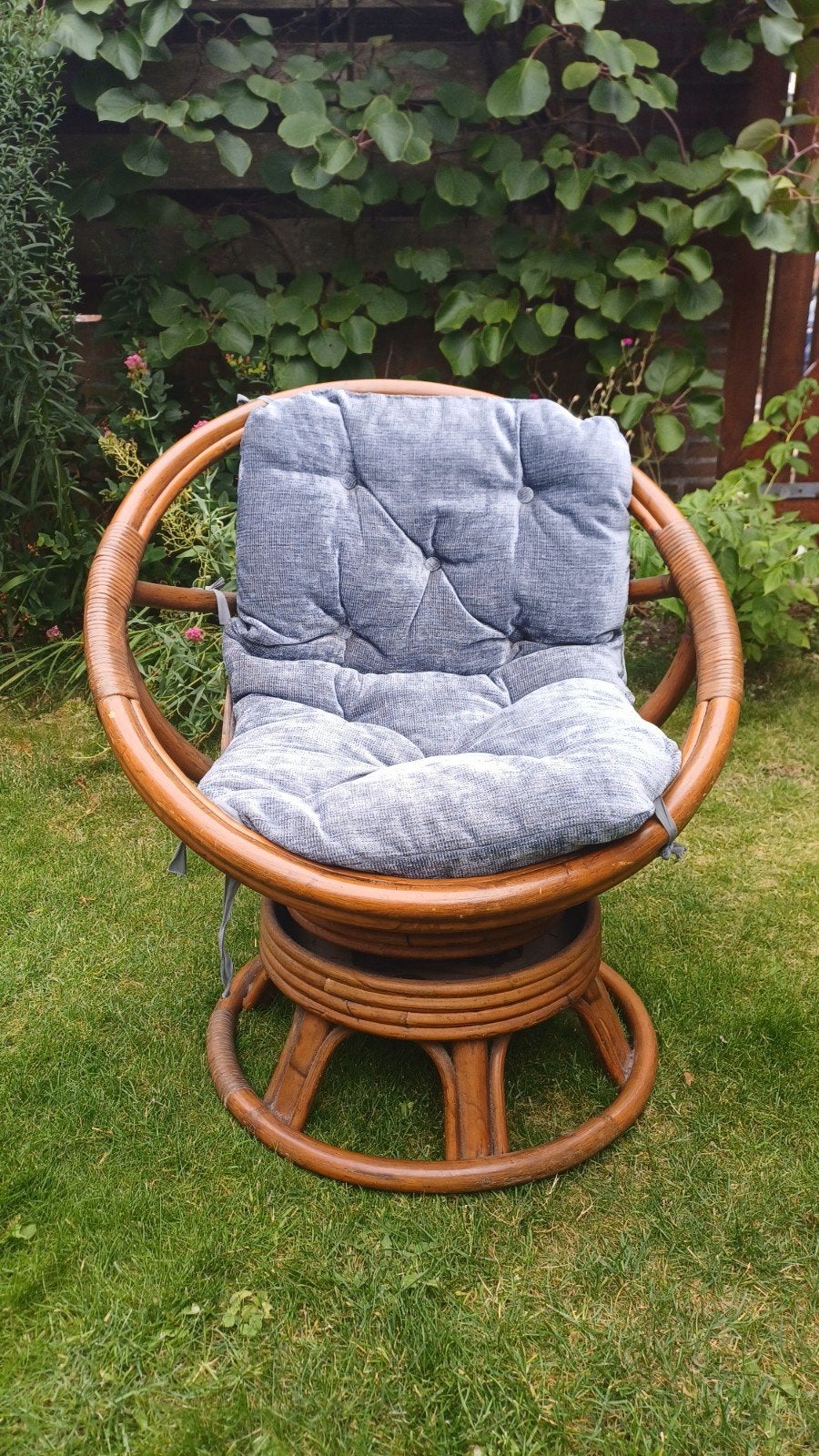Vintage Rotan Papasan Stoel met Kussen, Ophalen