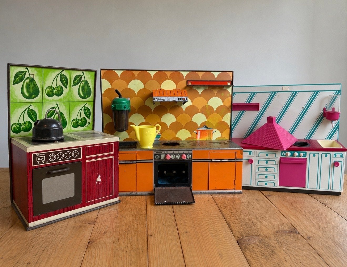 Oude retro blikken speelgoedkeukentjes - Set van 3, Ophalen