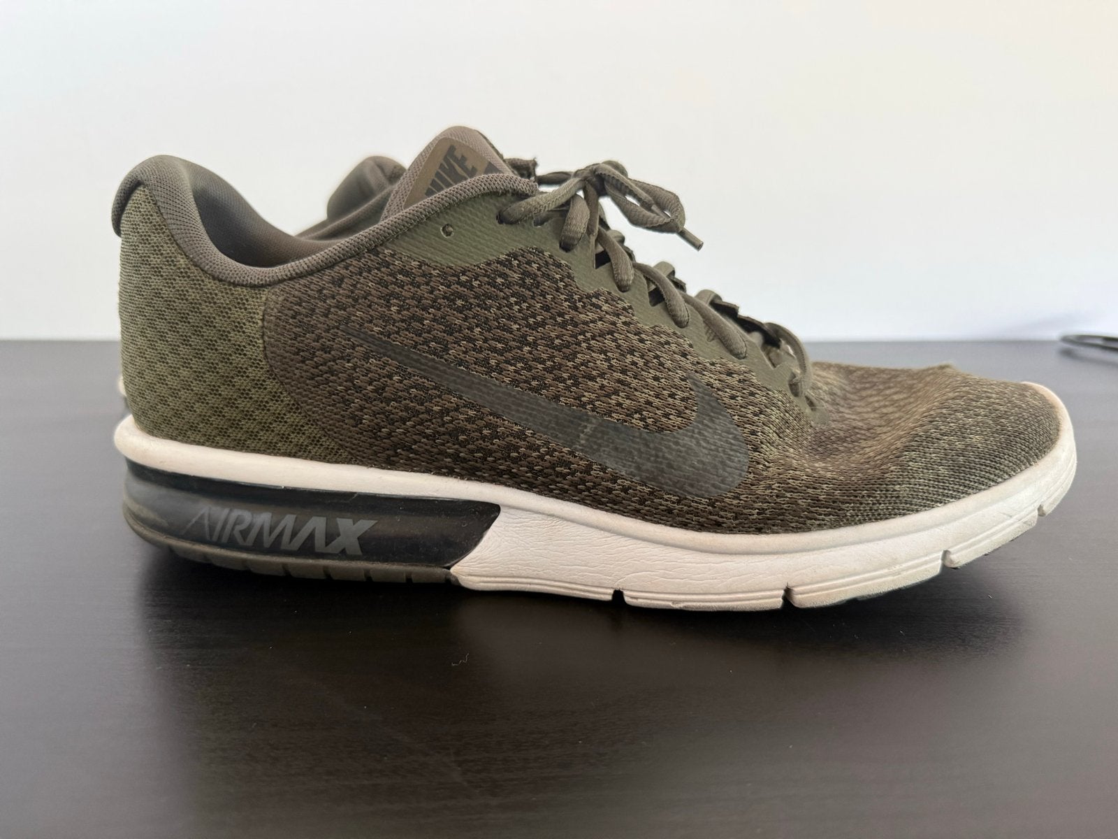 Nike Air Max Sequent 2 - Donkergroene Sneakers maat 47,5, Ophalen of Verzenden, Gedragen, Overige kleuren, Sneakers of Gympen