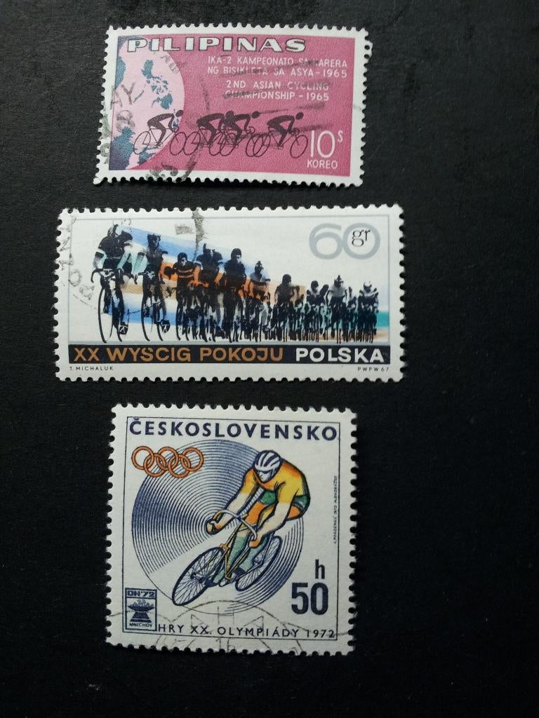 Sport wielrennen fietsen allerlei gestempeld, Postzegels en Munten, Ophalen of Verzenden, Gestempeld, Sport