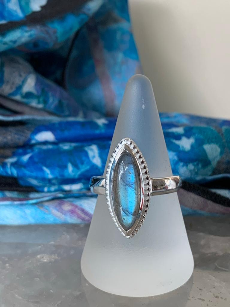 Labradoriet geluk beschermt aura straling magie intuïtie TIP, Sieraden, Tassen en Uiterlijk, Ringen, 18 tot 19, Blauw, Nieuw, Ophalen of Verzenden