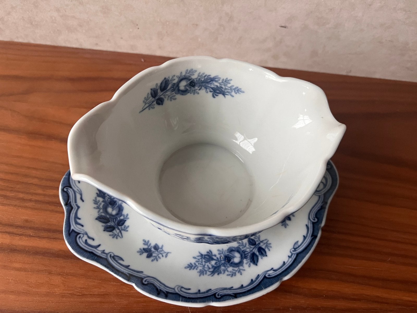 Juskom met vaste schotel Blue Rose - vintage servies, Ophalen of Verzenden