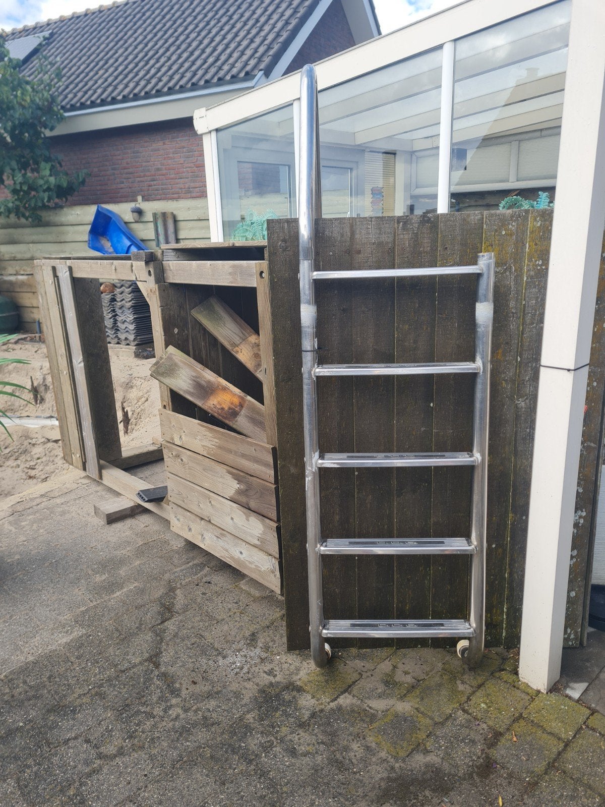 Zwembadtrap RVS met antislip treden, Ophalen, Gebruikt, Ladder
