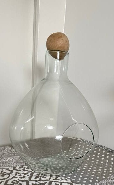 Glazen terrarium met houten dop - 2 stuks, Ophalen, Transparant, Met deksel, Glas