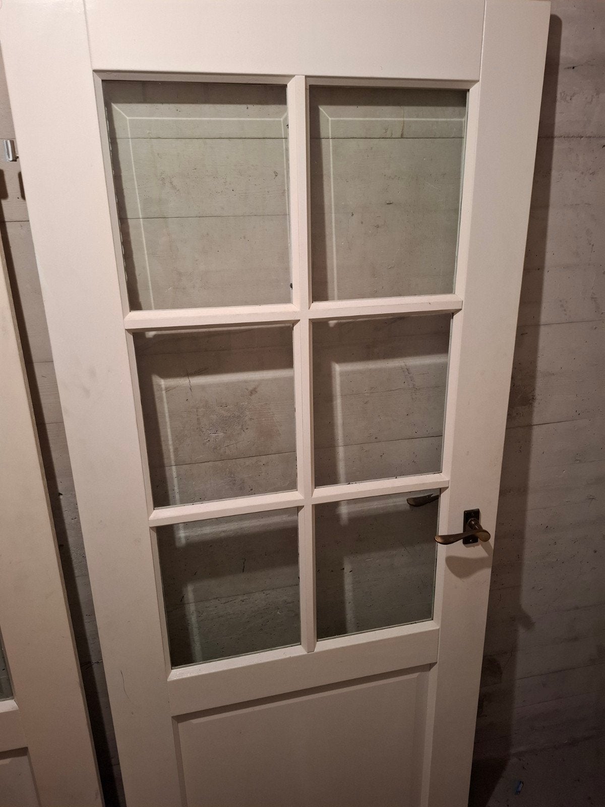 Opdek binnendeur links met geslepen glas 201,5 x 83, Doe-het-zelf en Verbouw, Ophalen, Gebruikt, 80 tot 100 cm, Binnendeur