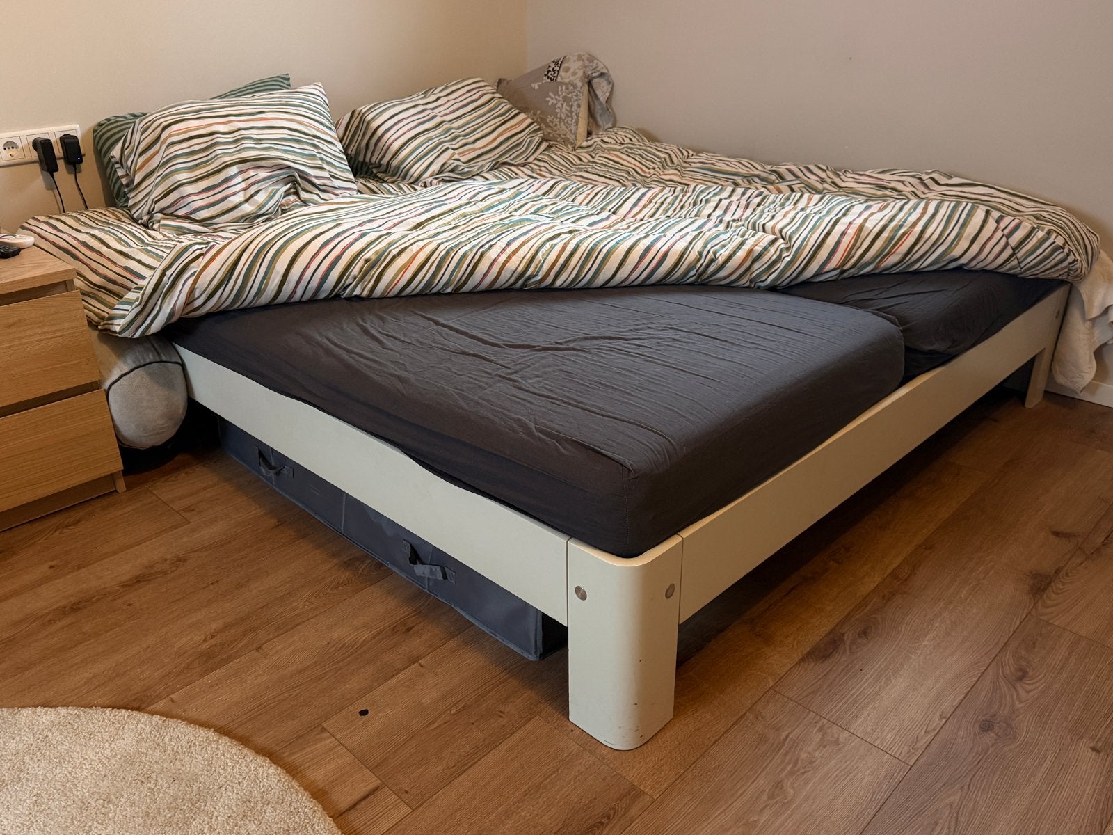 Tweepersoonsbed met lattenbodem elektrisch verstelbaar, Ophalen, Wit, Tweepersoons, 200 cm