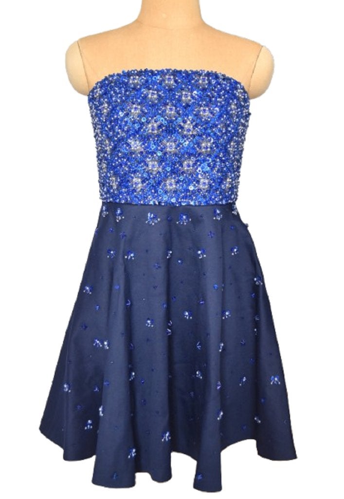 Manoush strapless jurkje, jurk, feestjurk, blauw, Mt. 38 / M, Maat 38/40 (M), Blauw, Cocktailjurk, Ophalen of Verzenden