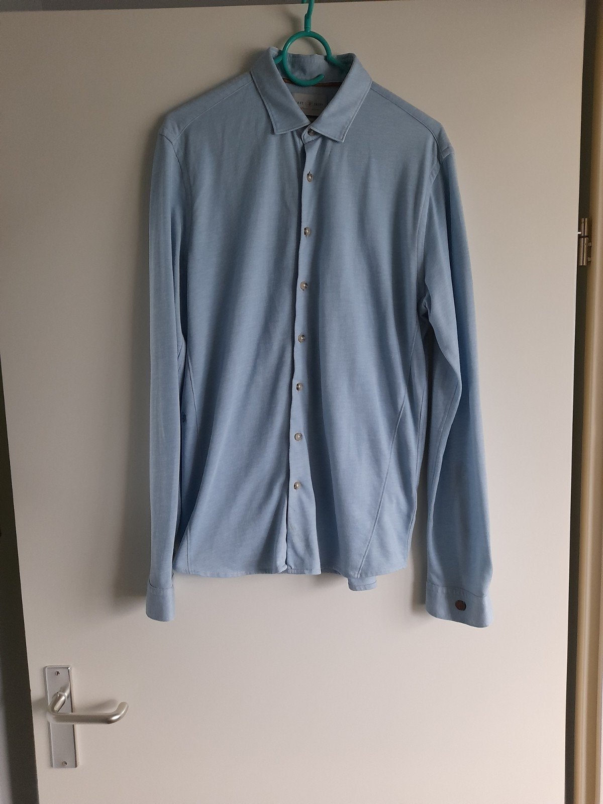 heren shirt mt L licht blauw, Kleding | Heren, Maat 52/54 (L), Blauw, Ophalen of Verzenden, Zo goed als nieuw