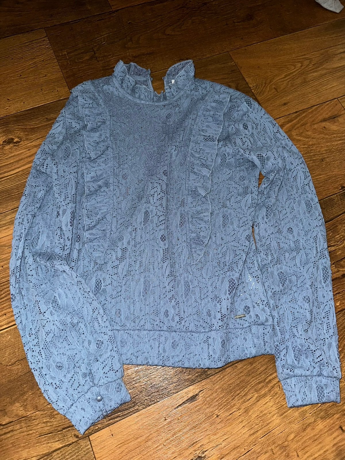 Dames blauwe kanten top van Bien Bleu, Maat 38/40 (M), Blauw, Ophalen of Verzenden, Zo goed als nieuw