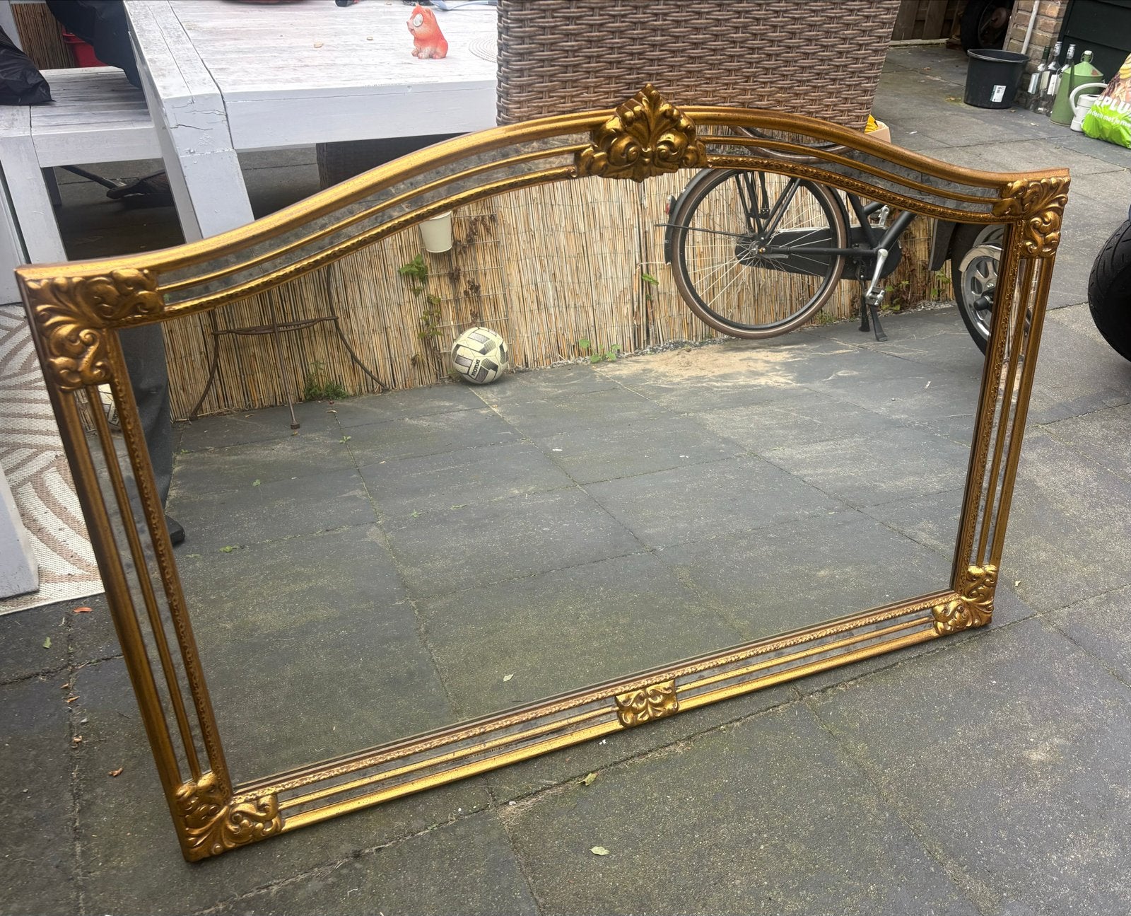 Grote vintage DeKnudt spiegel 86x128cm, Ophalen, Rechthoekig, 100 tot 150 cm