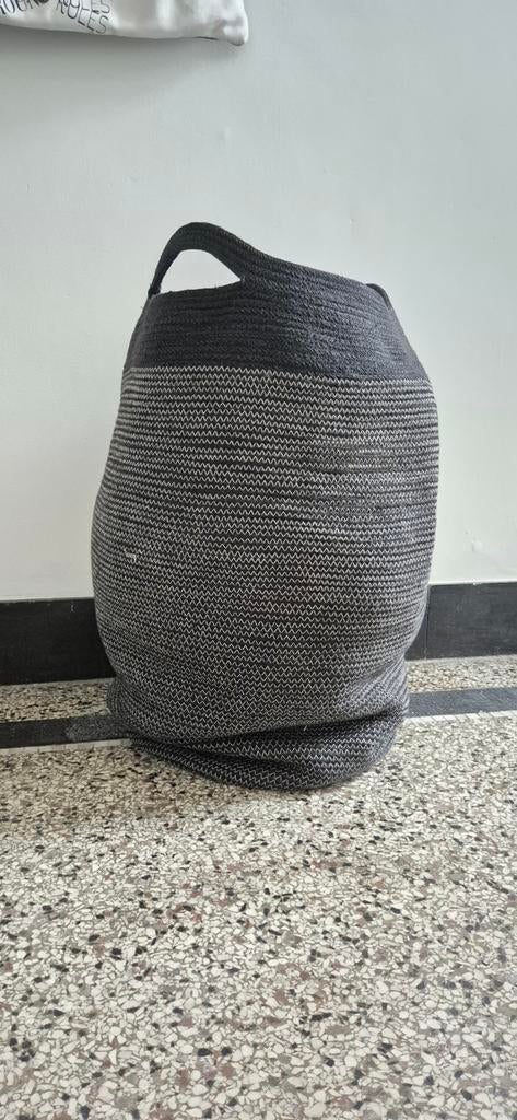 H&M Home wasmand / opbergmand - Grijs/Zwart, 35x65cm, Ophalen of Verzenden, Zo goed als nieuw, Rond, Overige materialen